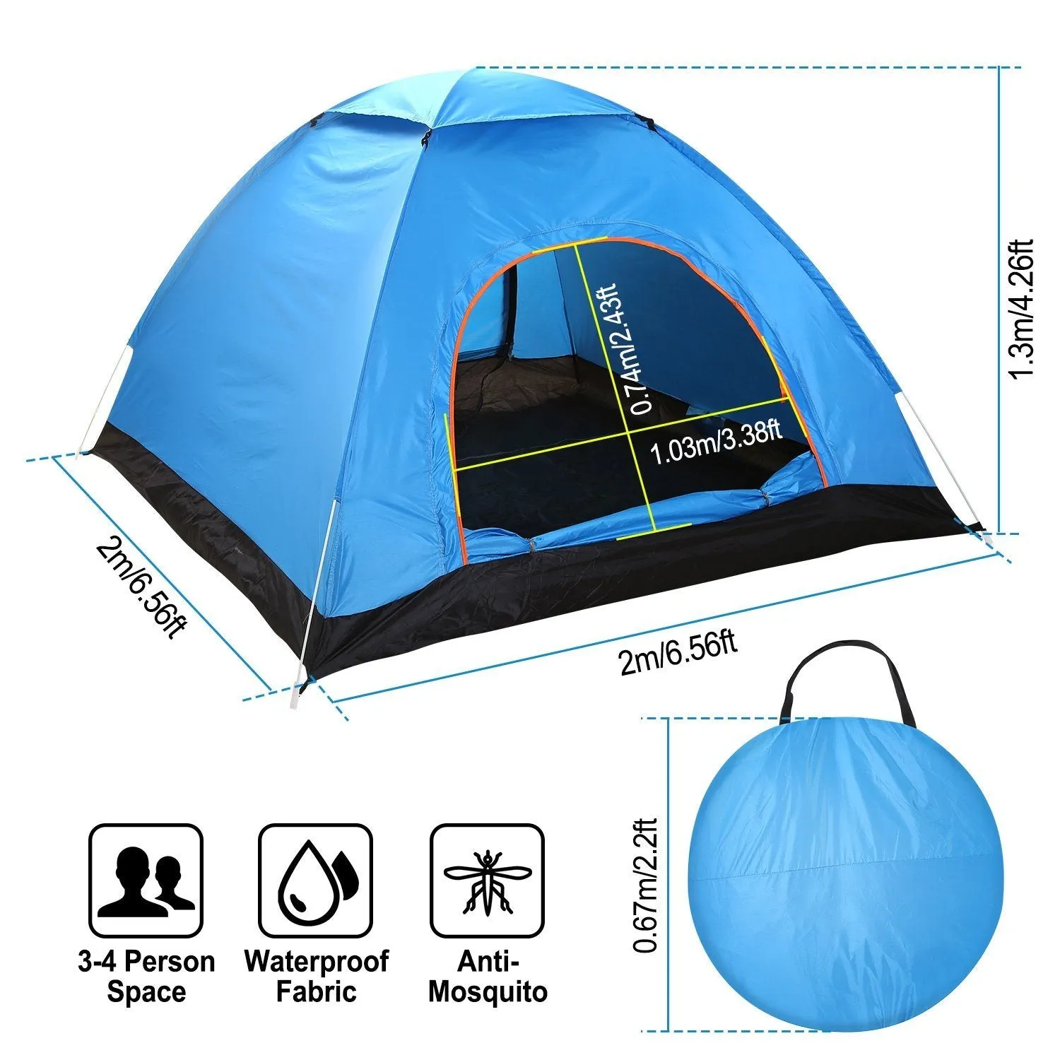 4 Persons Camping Waterproof Tent