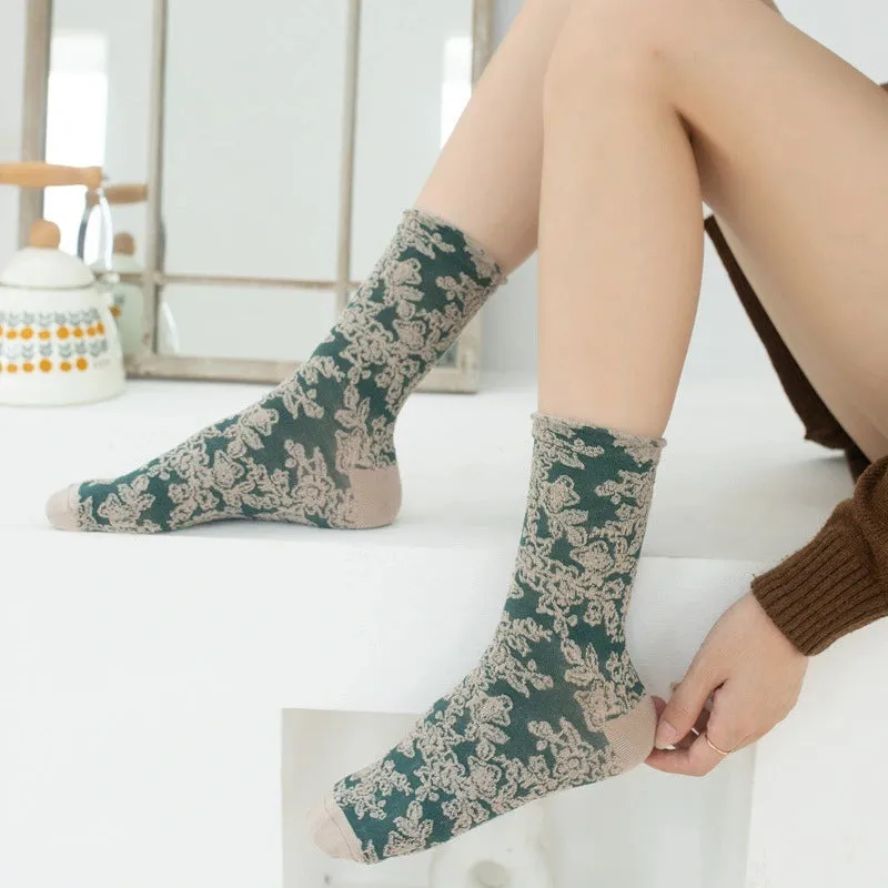 5 Pairs Vintage Floral Socks