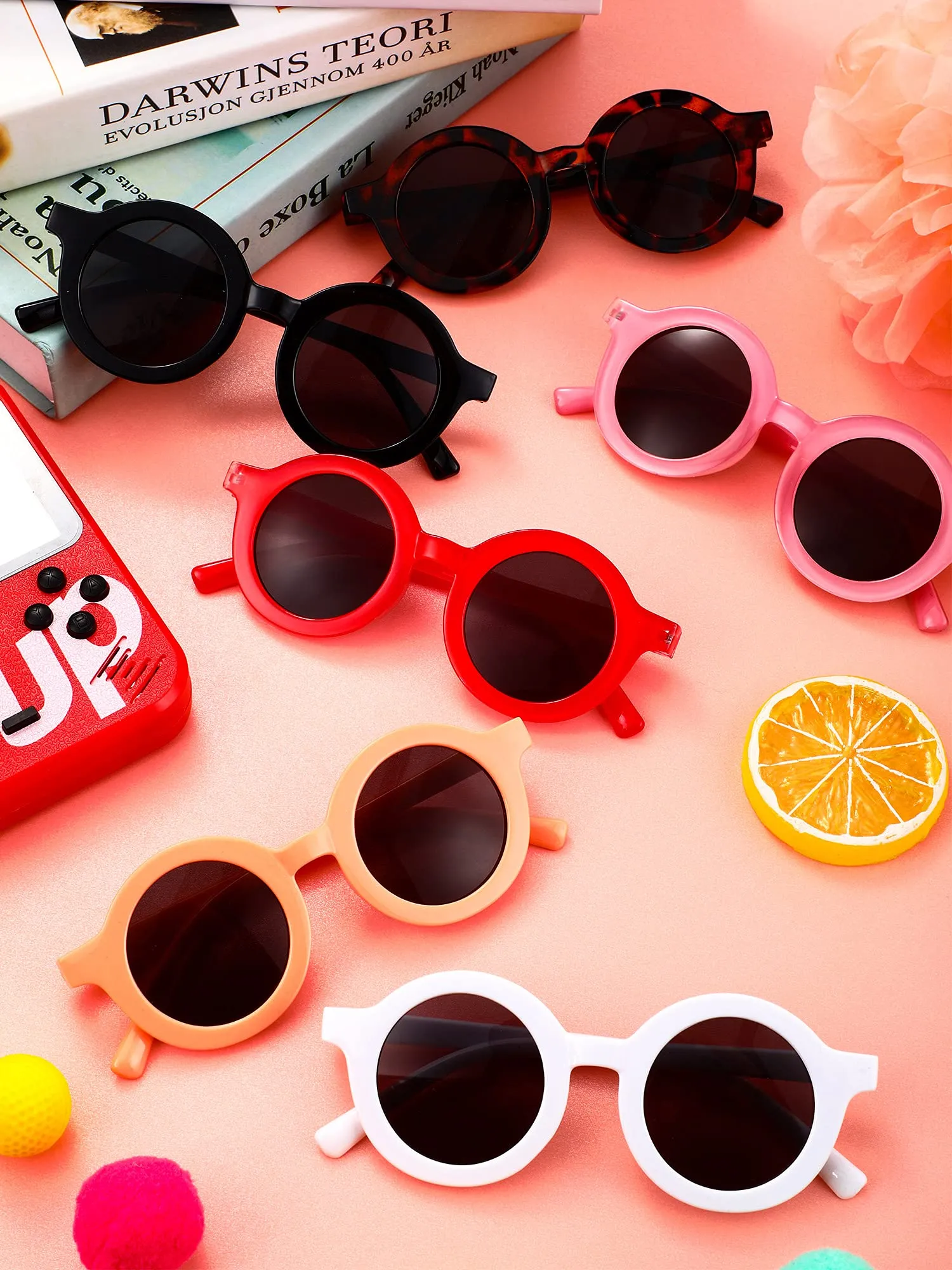 8 Pairs Kids Sunglasses Round Retro Sunglasses Toddler Baby Sunglasses, Age 3-10 Charming Color