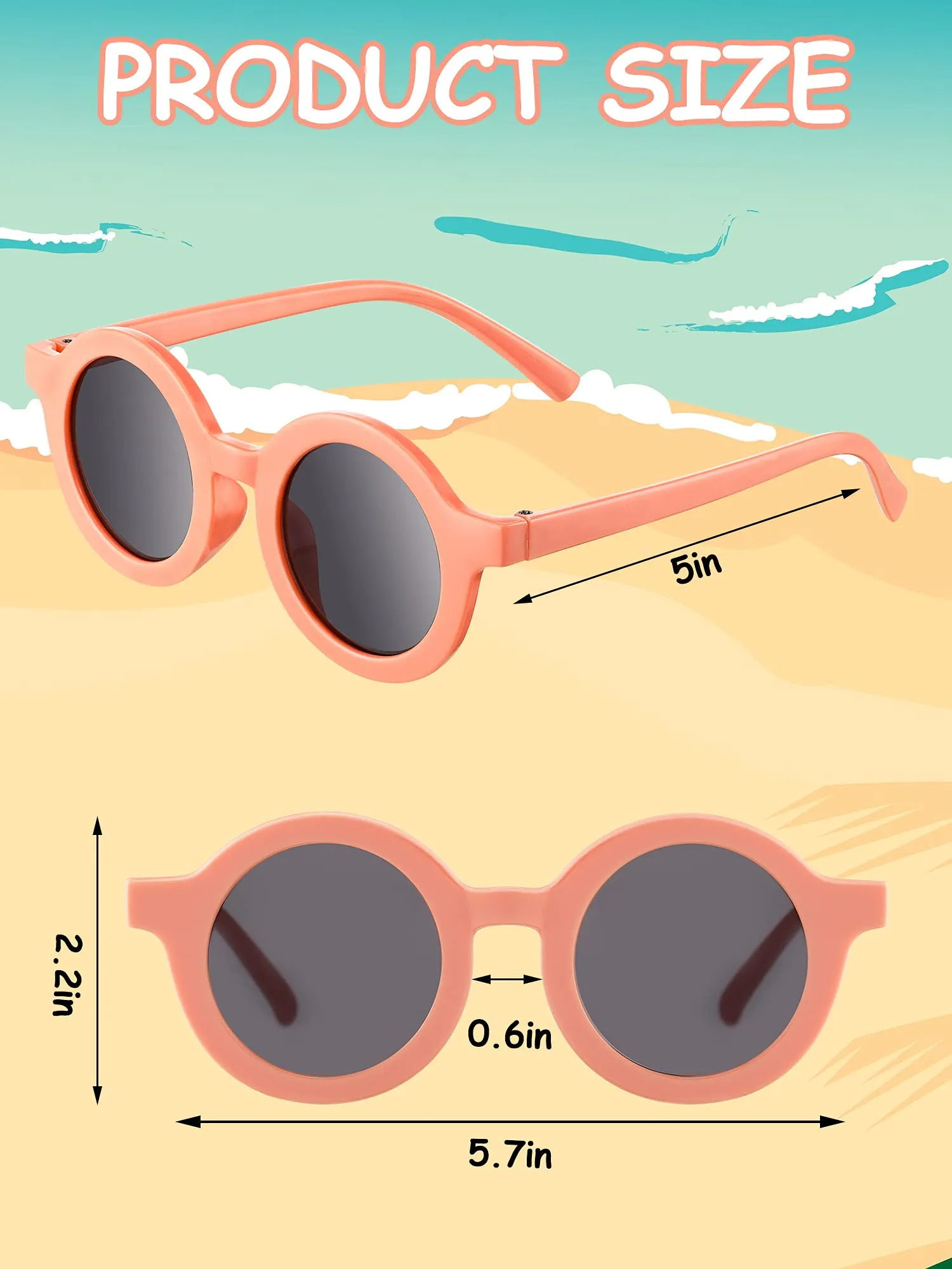 8 Pairs Kids Sunglasses Round Retro Sunglasses Toddler Baby Sunglasses, Age 3-10 Charming Color