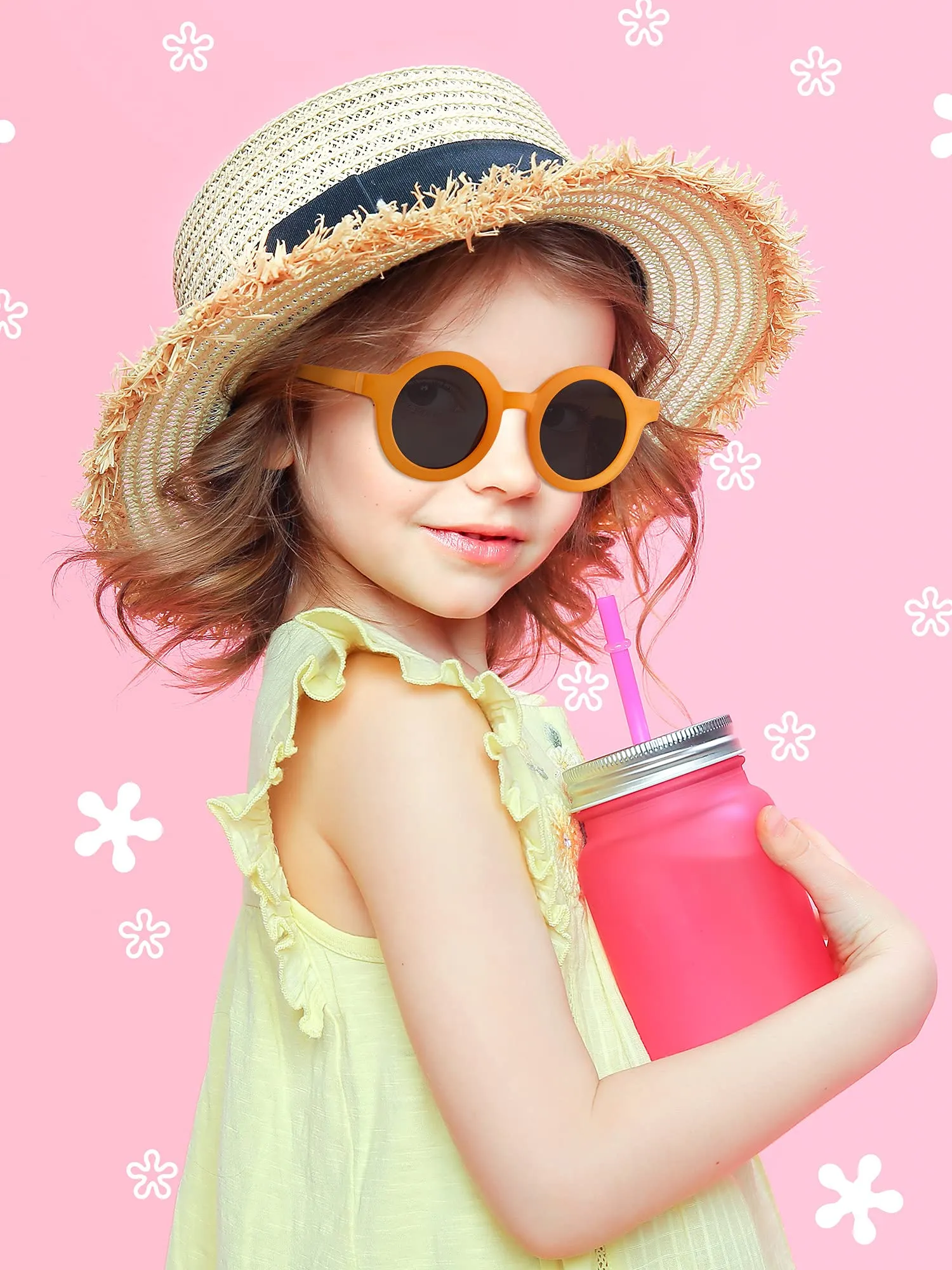 8 Pairs Kids Sunglasses Round Retro Sunglasses Toddler Baby Sunglasses, Age 3-10 Charming Color