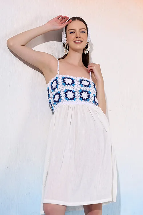 Ajoobaa "Snowy" Crochet Granny Square Dress
