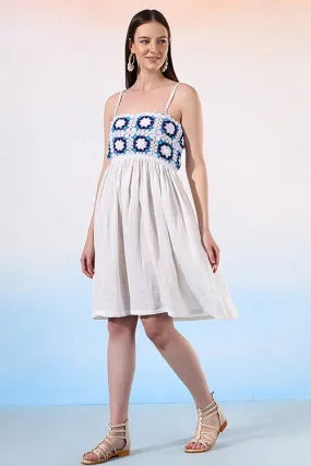 Ajoobaa "Snowy" Crochet Granny Square Dress