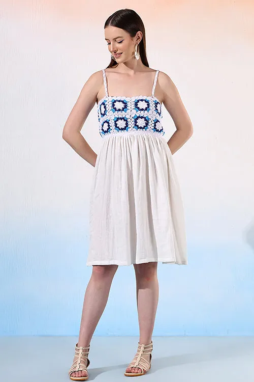Ajoobaa "Snowy" Crochet Granny Square Dress