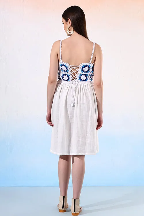 Ajoobaa "Snowy" Crochet Granny Square Dress