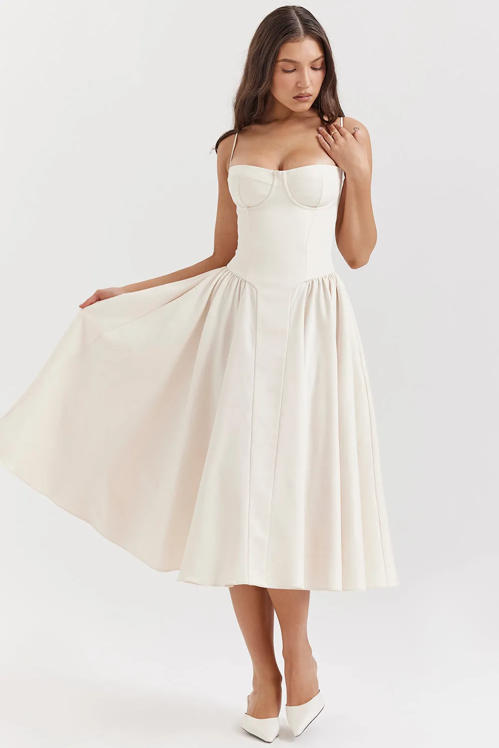 Althea – Twill Corset Midi Dress