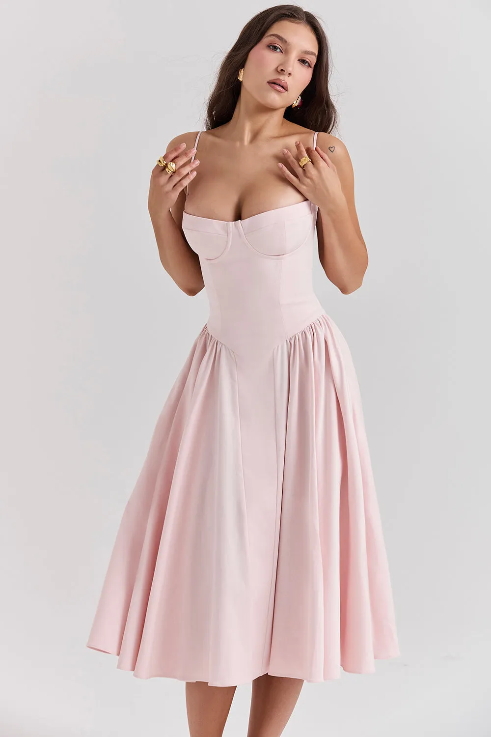 Althea – Twill Corset Midi Dress