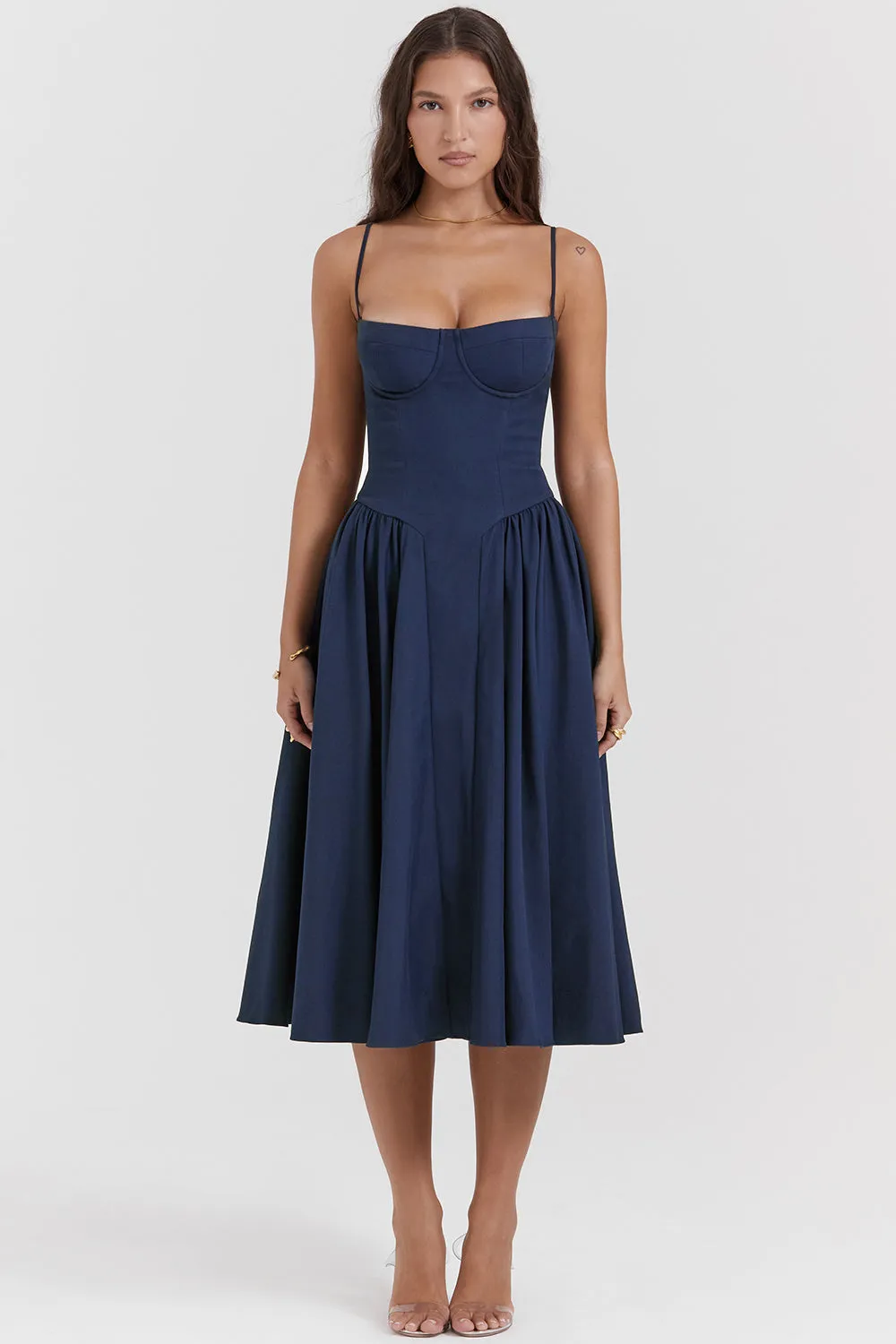 Althea – Twill Corset Midi Dress