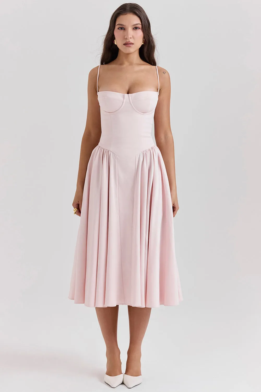 Althea – Twill Corset Midi Dress
