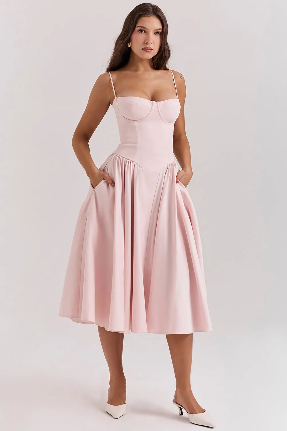 Althea – Twill Corset Midi Dress