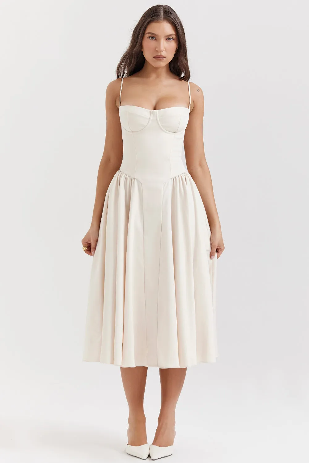 Althea – Twill Corset Midi Dress