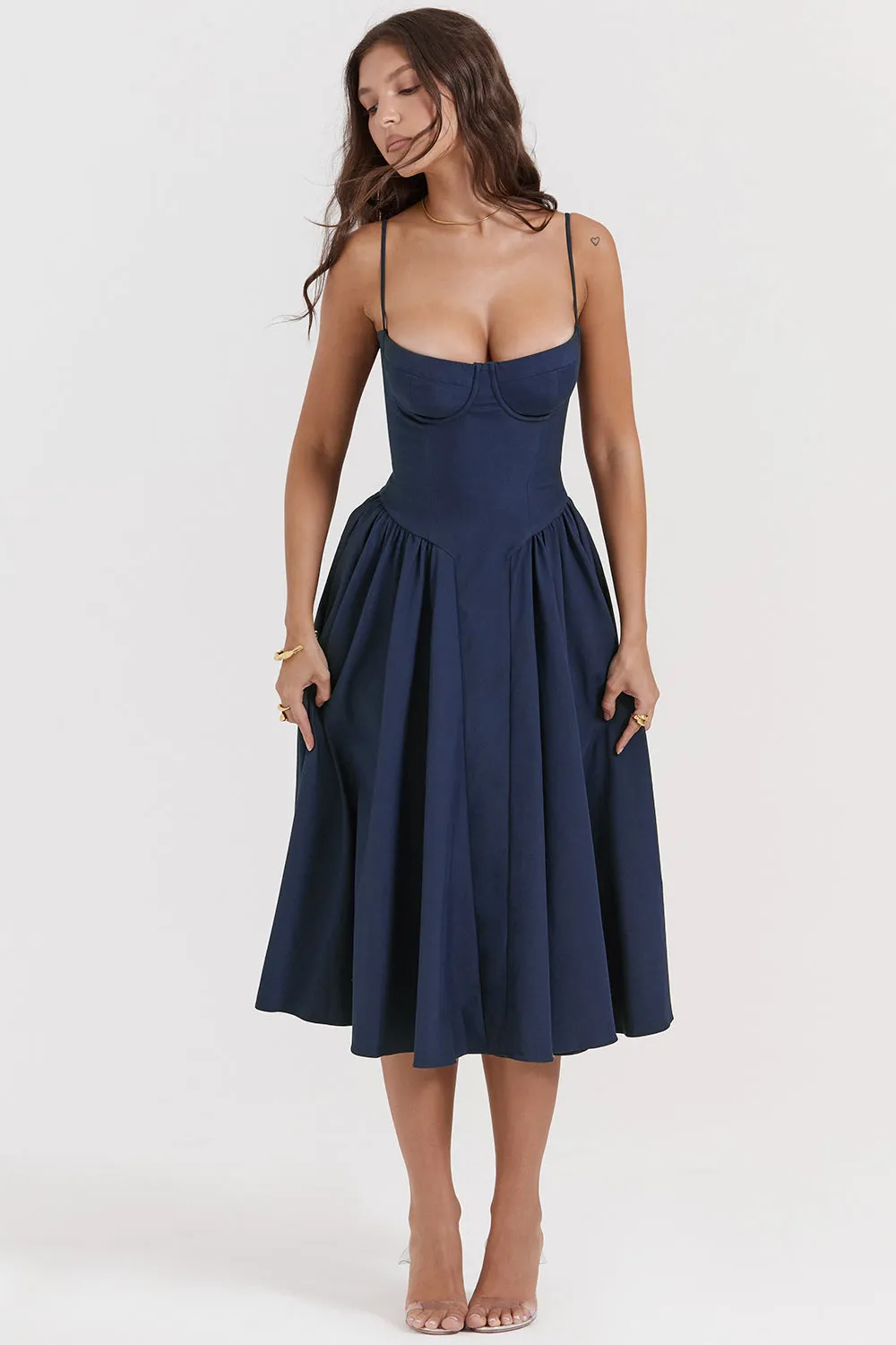 Althea – Twill Corset Midi Dress
