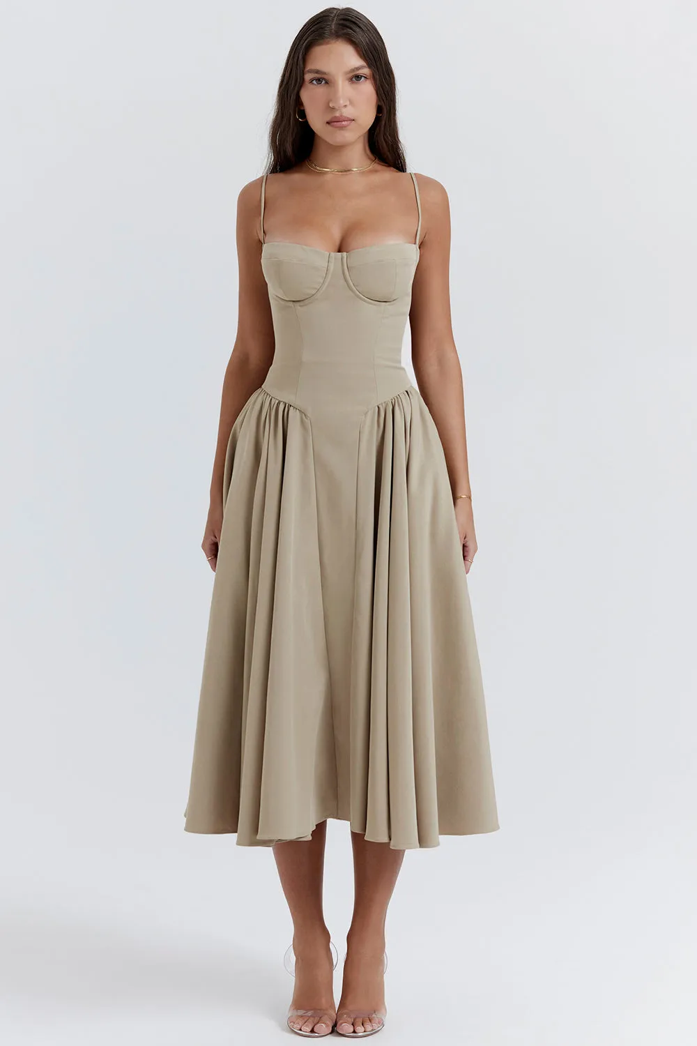 Althea – Twill Corset Midi Dress