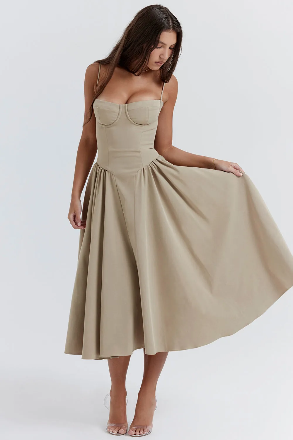Althea – Twill Corset Midi Dress