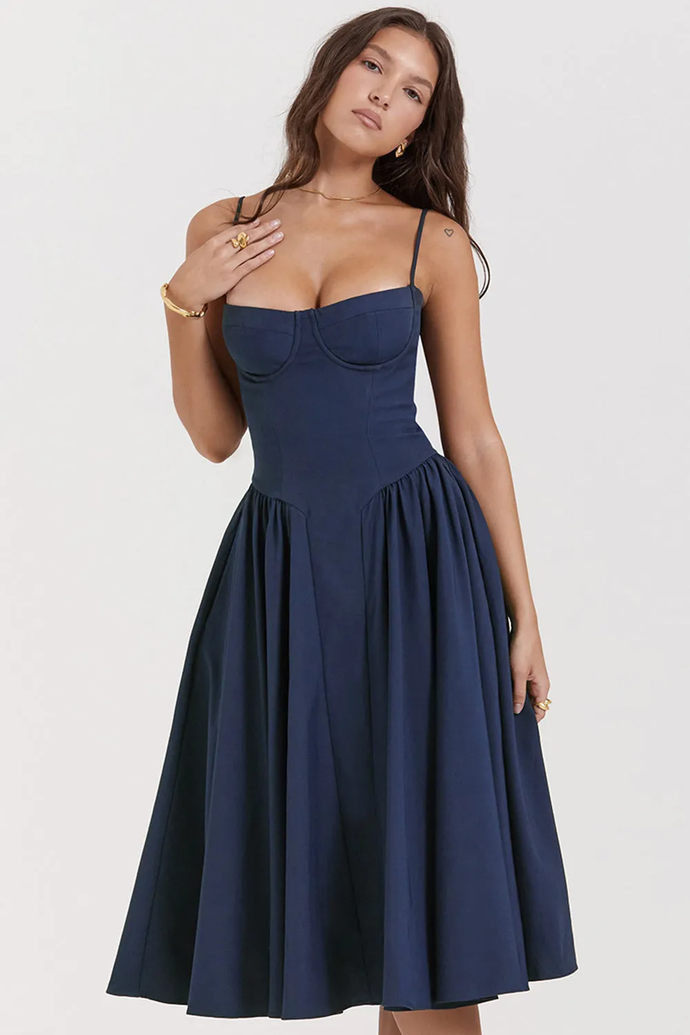 Althea – Twill Corset Midi Dress