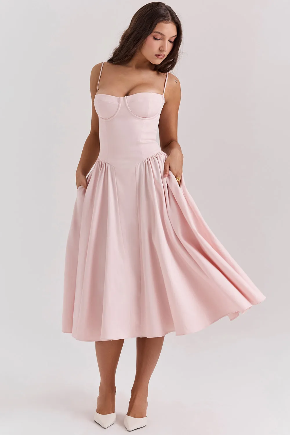Althea – Twill Corset Midi Dress