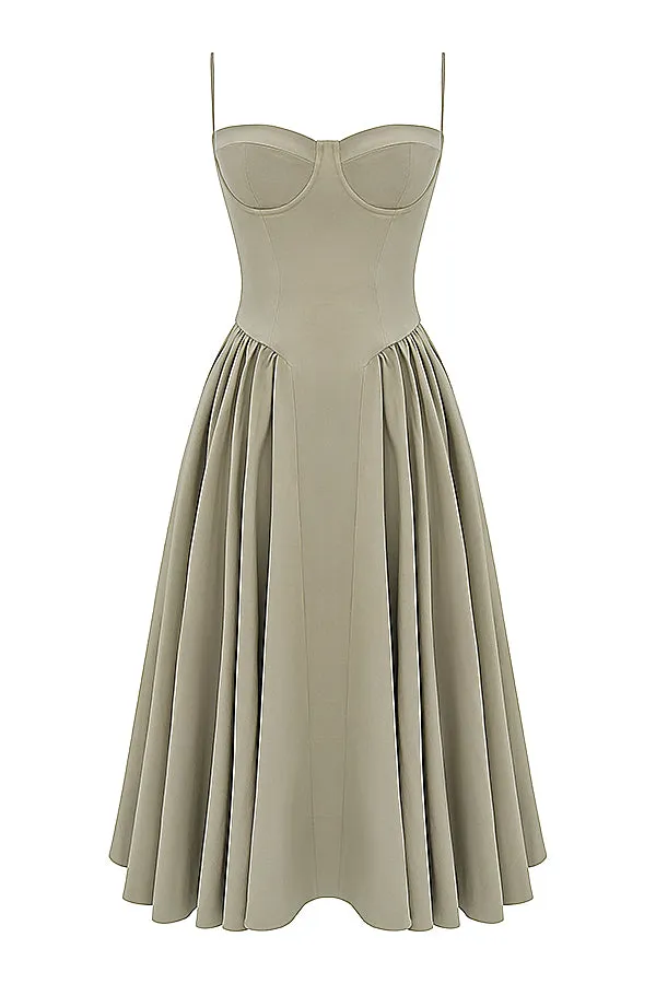 Althea – Twill Corset Midi Dress