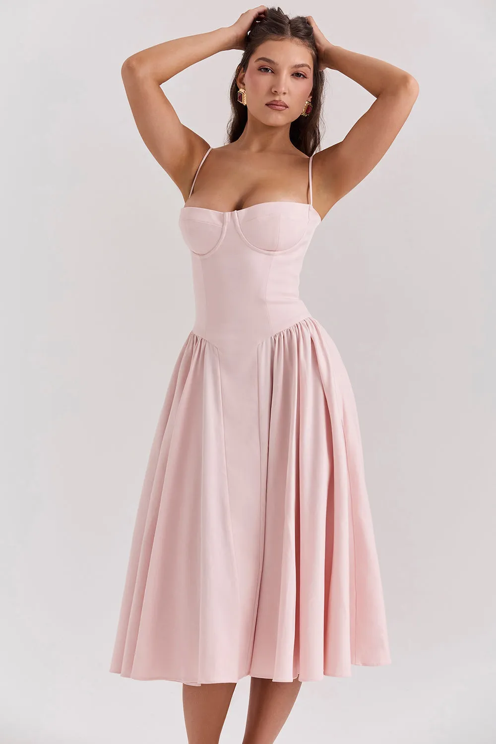 Althea – Twill Corset Midi Dress