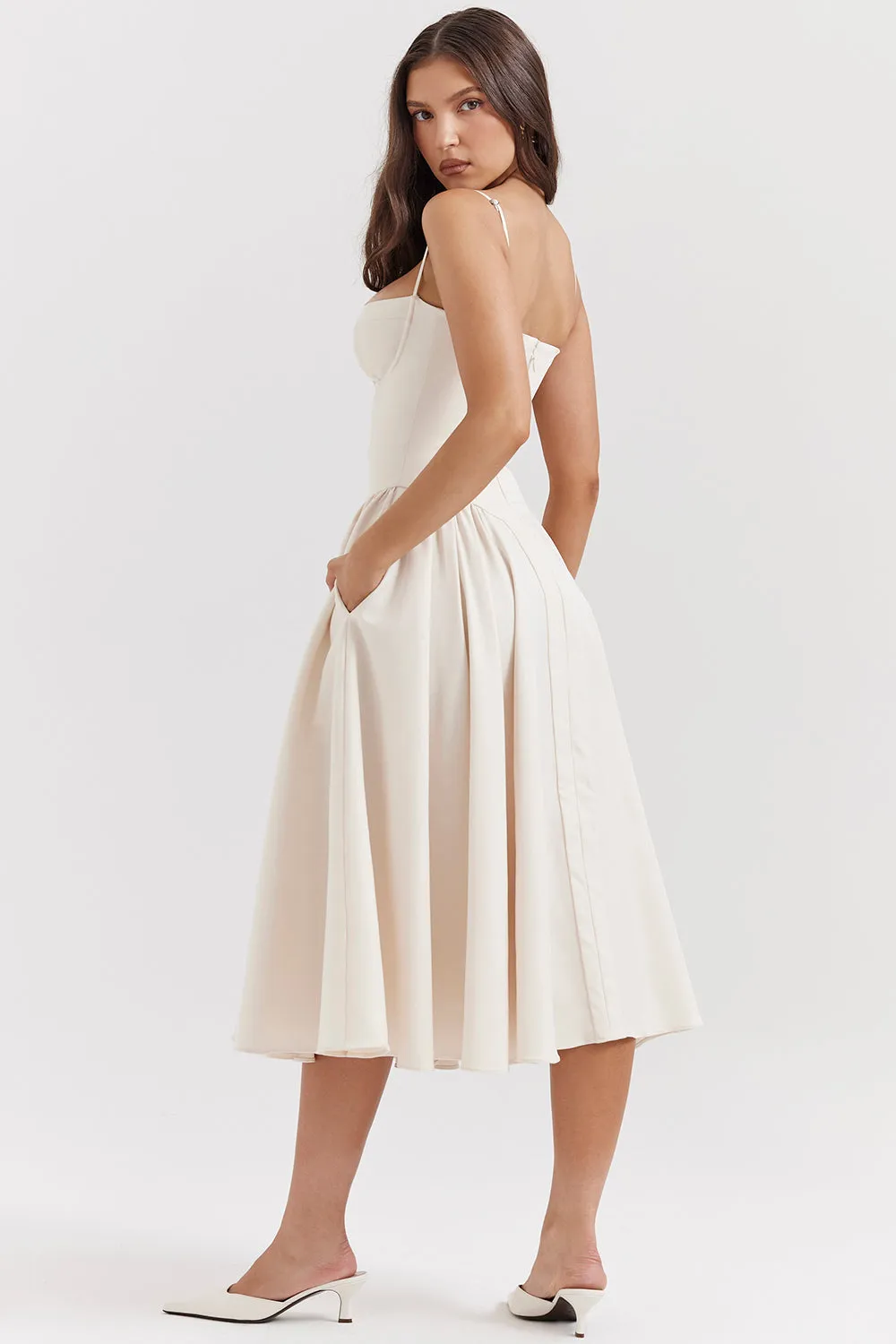 Althea – Twill Corset Midi Dress