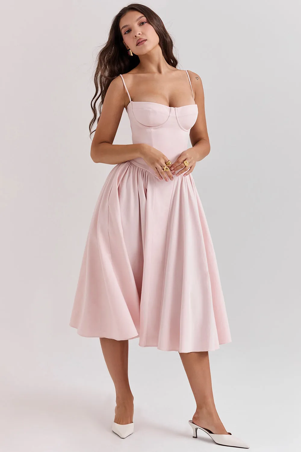 Althea – Twill Corset Midi Dress