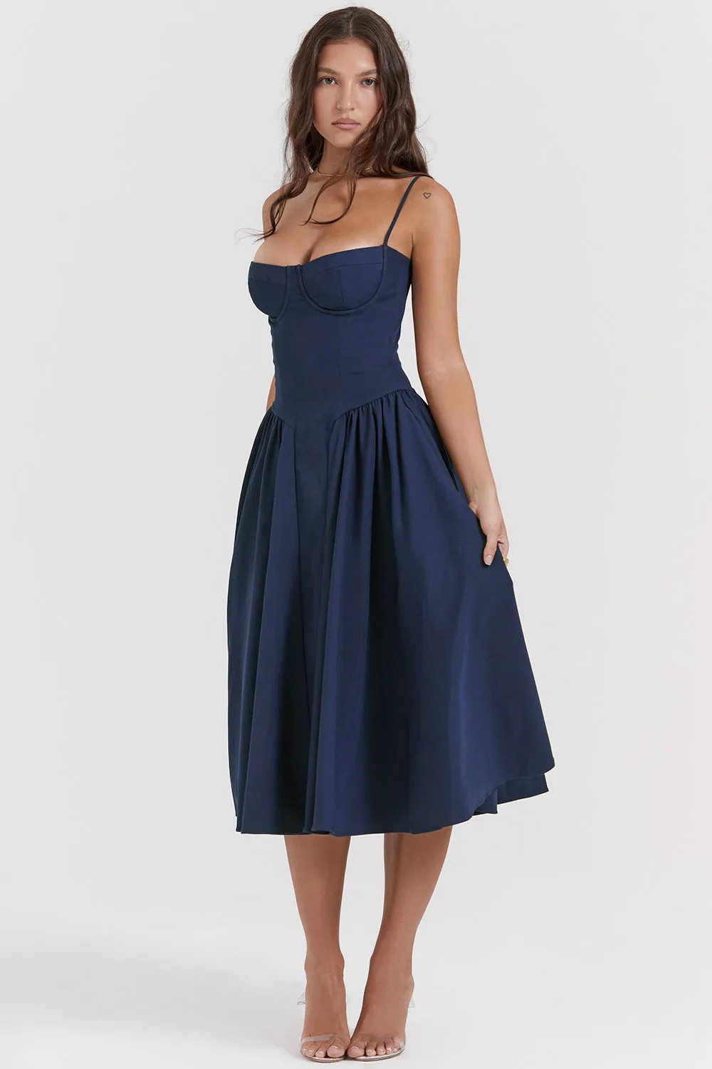Althea – Twill Corset Midi Dress