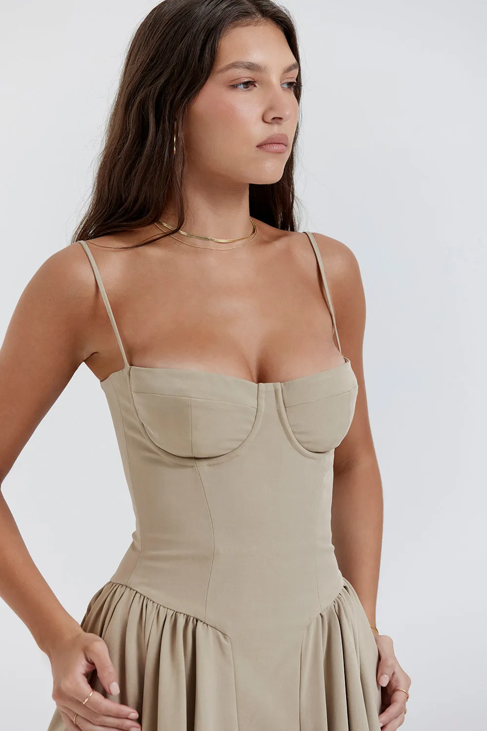 Althea – Twill Corset Midi Dress