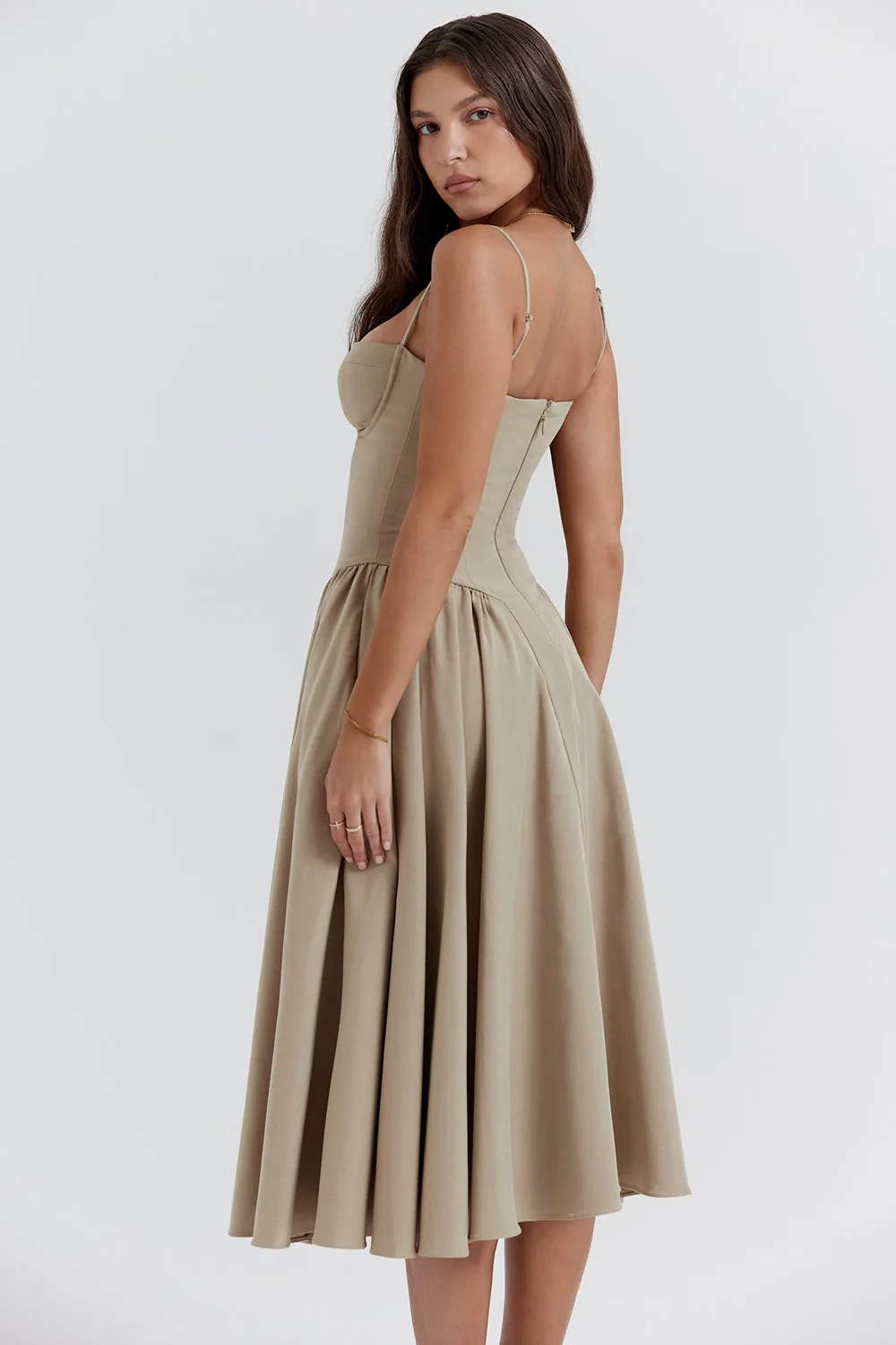 Althea – Twill Corset Midi Dress