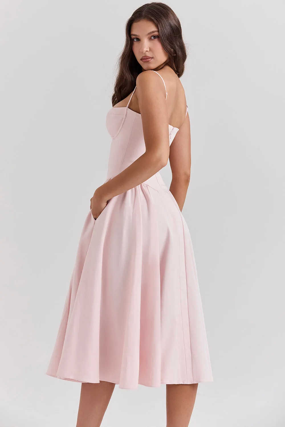 Althea – Twill Corset Midi Dress