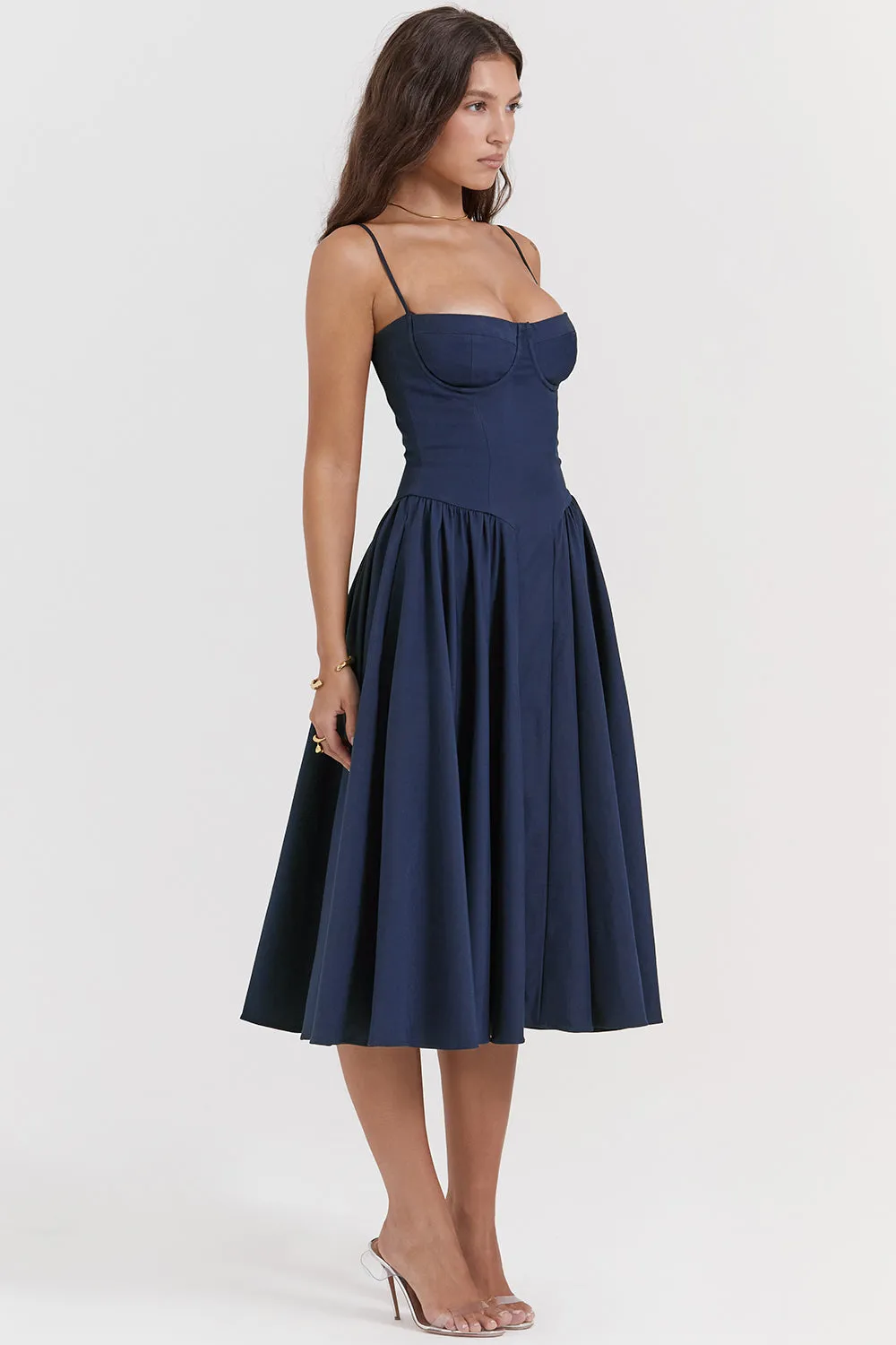 Althea – Twill Corset Midi Dress