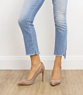AMALIA100 Pointed Mesh Pump in Nude Suede