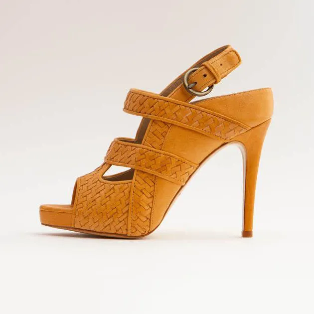 Anna High Heel | Mustard Calfskin Leather