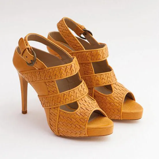 Anna High Heel | Mustard Calfskin Leather