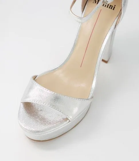 Azurra Silver Crinkle Leather Sandals