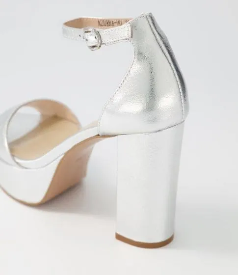 Azurra Silver Crinkle Leather Sandals