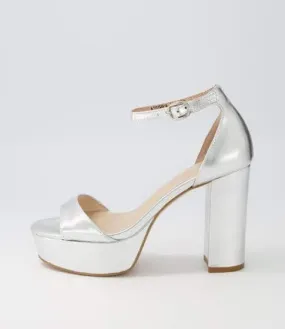 Azurra Silver Crinkle Leather Sandals