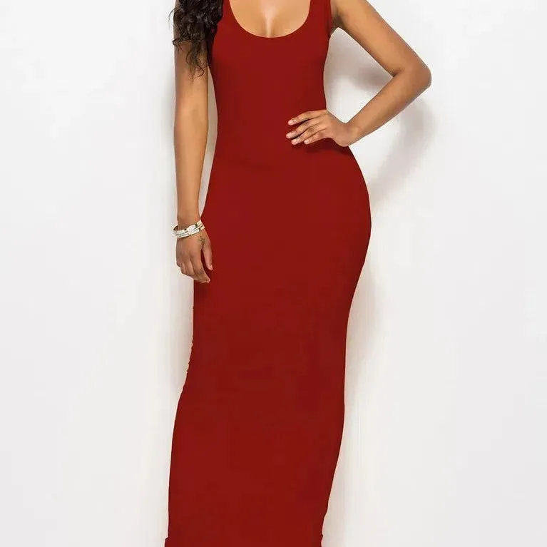 Basic Vest Long Summer Dress Women Sexy Maxi Party Dress