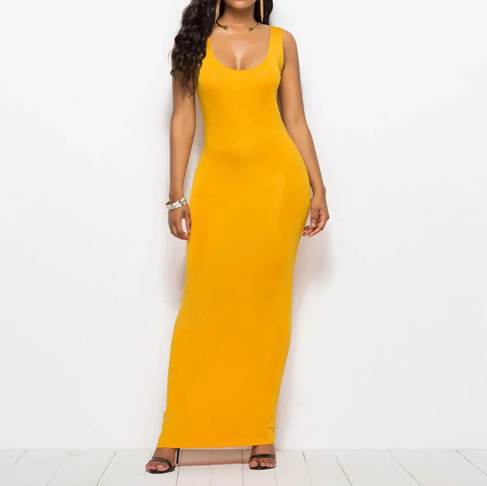 Basic Vest Long Summer Dress Women Sexy Maxi Party Dress