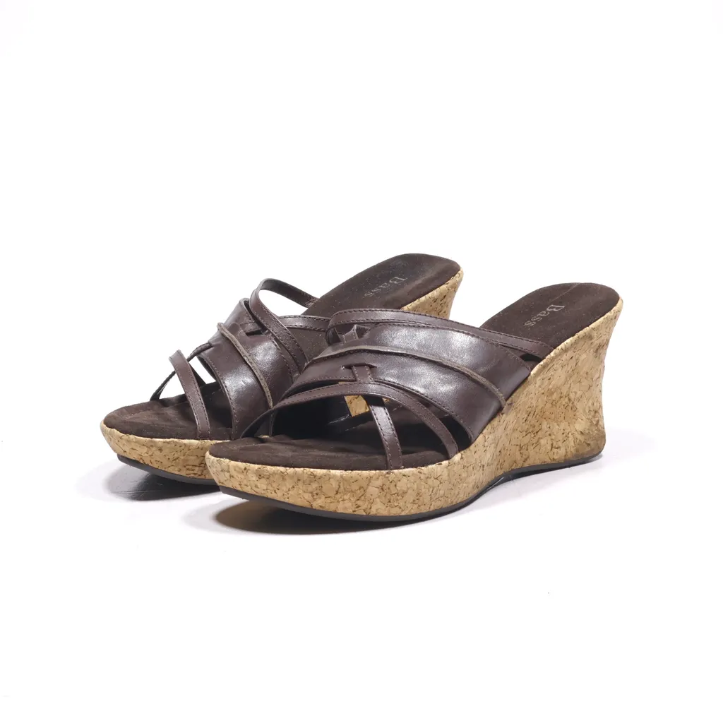 Bass Wedge Sandals Leather Brown Color For Women