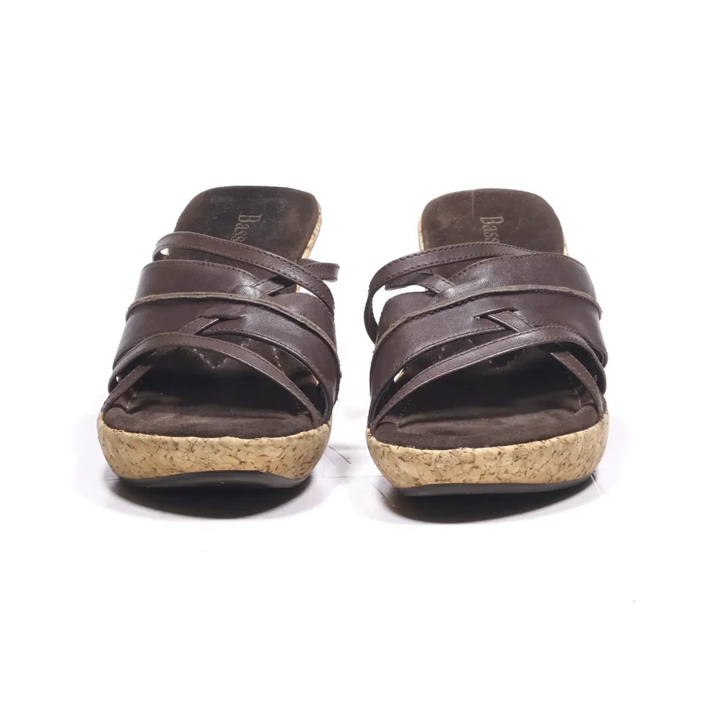 Bass Wedge Sandals Leather Brown Color For Women