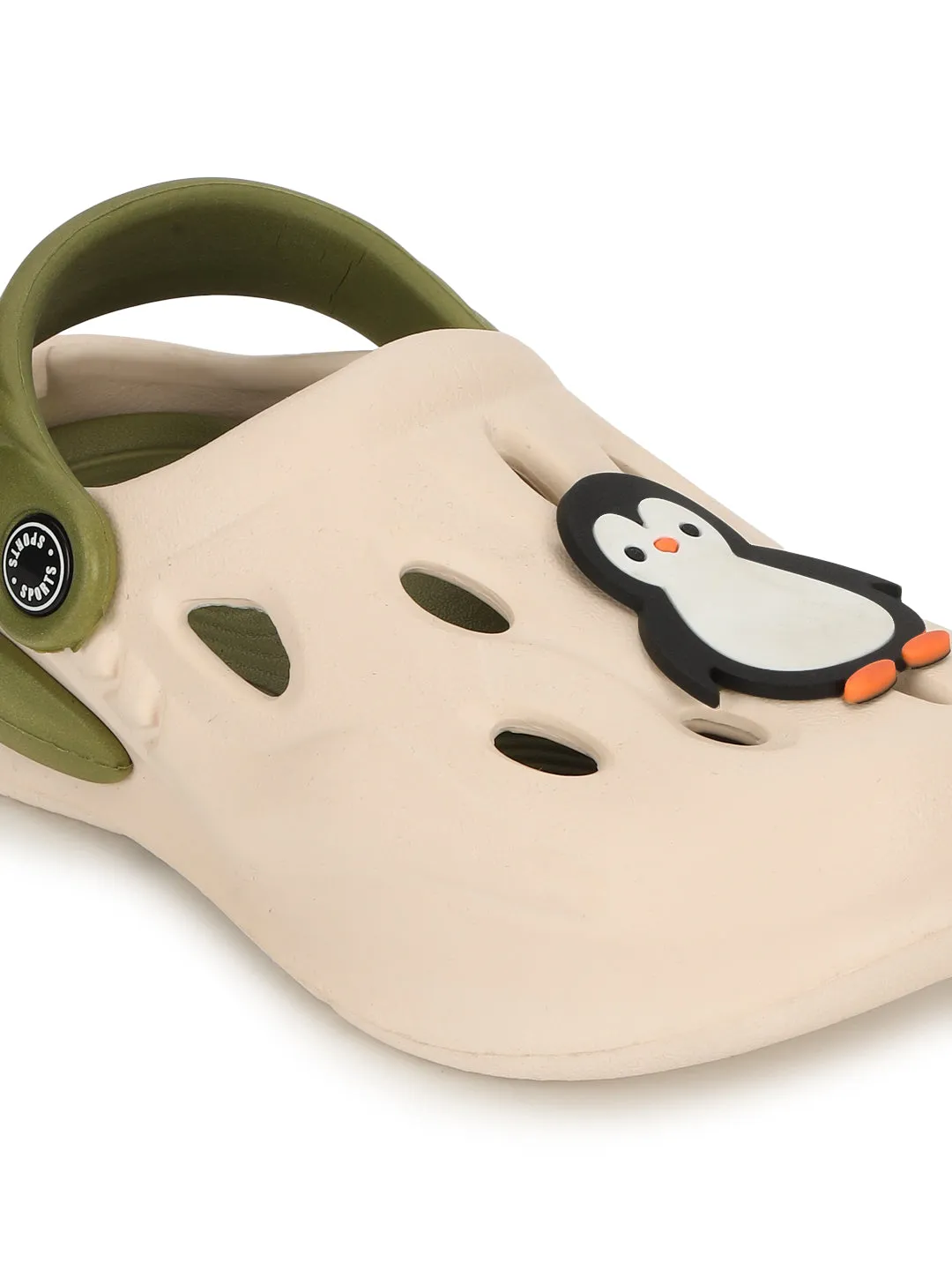 Beige Green Stylish Slip-On Clogs For Kids-Unisex (TC-LCLOG4-BEIGRN)