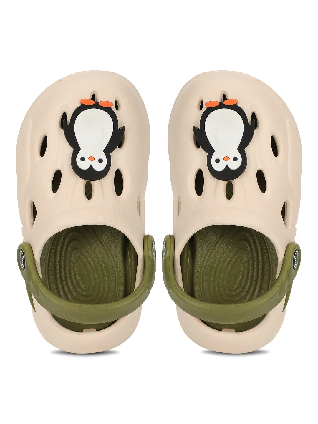 Beige Green Stylish Slip-On Clogs For Kids-Unisex (TC-LCLOG4-BEIGRN)