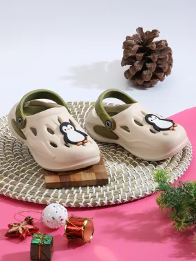 Beige Green Stylish Slip-On Clogs For Kids-Unisex (TC-LCLOG4-BEIGRN)