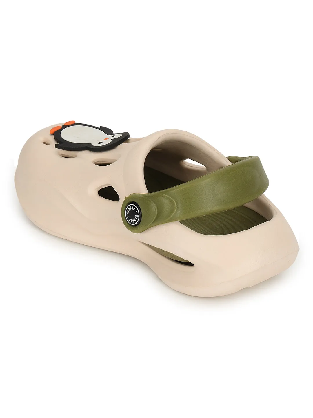 Beige Green Stylish Slip-On Clogs For Kids-Unisex (TC-LCLOG4-BEIGRN)
