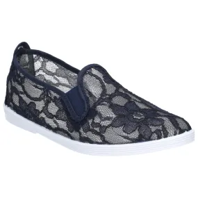 Bimba Flossy Lace Slip-On Shoes for Women Elegant Elasticated Fitting Natural Rubber Scented & Flexible Sole Comfortable Casual Footwear