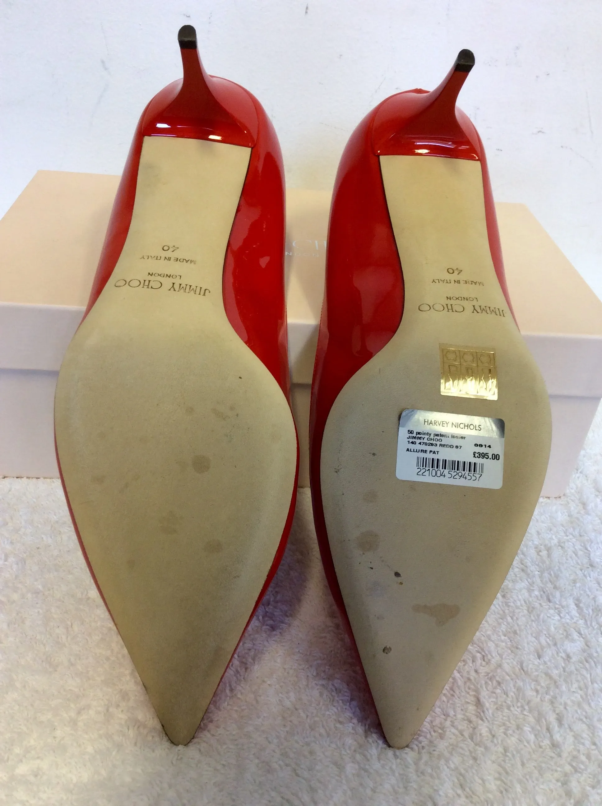 BRAND NEW JIMMY CHOO ALLURE RED PATENT LEATHER HEELS SIZE 7/40