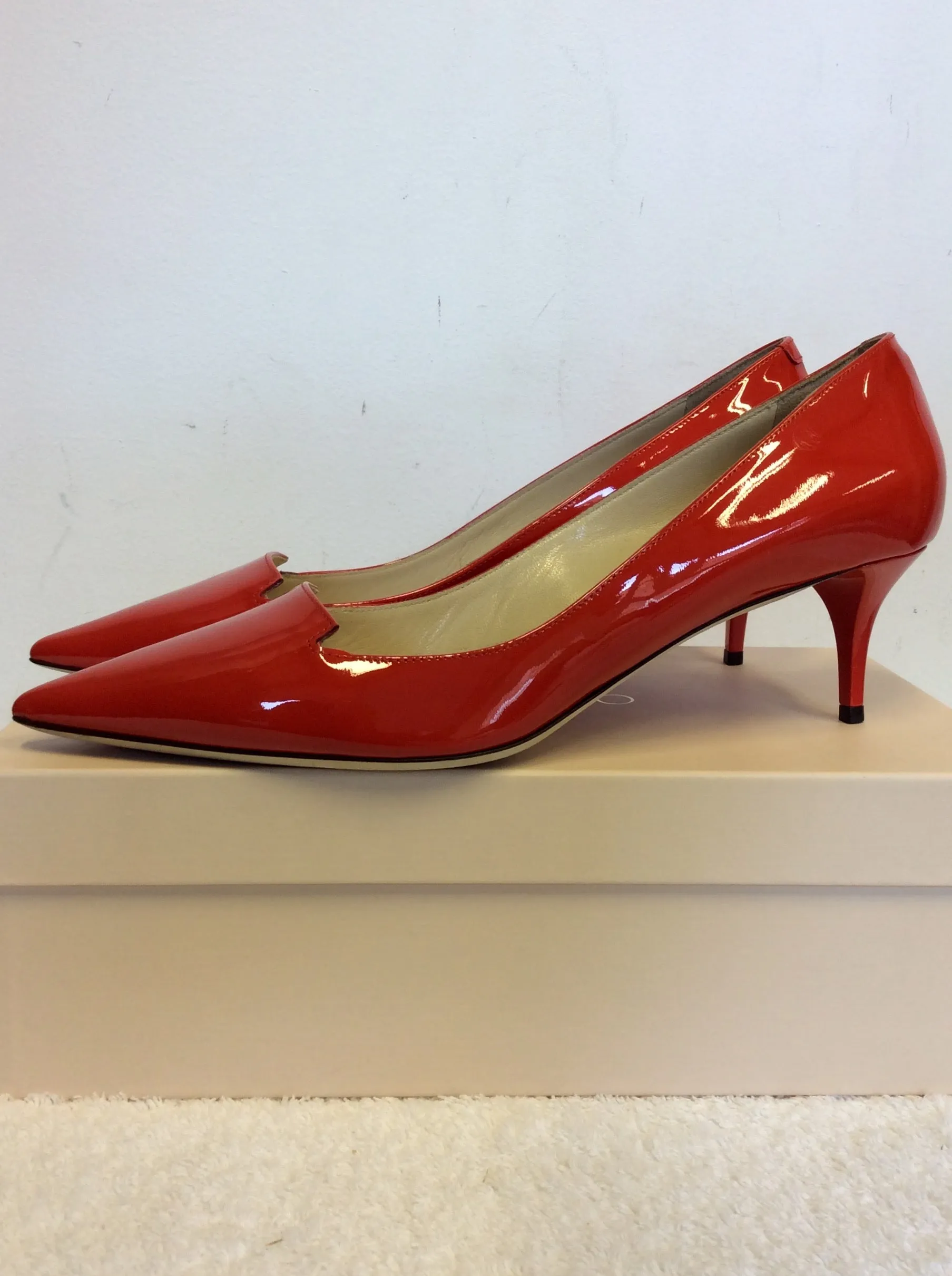 BRAND NEW JIMMY CHOO ALLURE RED PATENT LEATHER HEELS SIZE 7/40