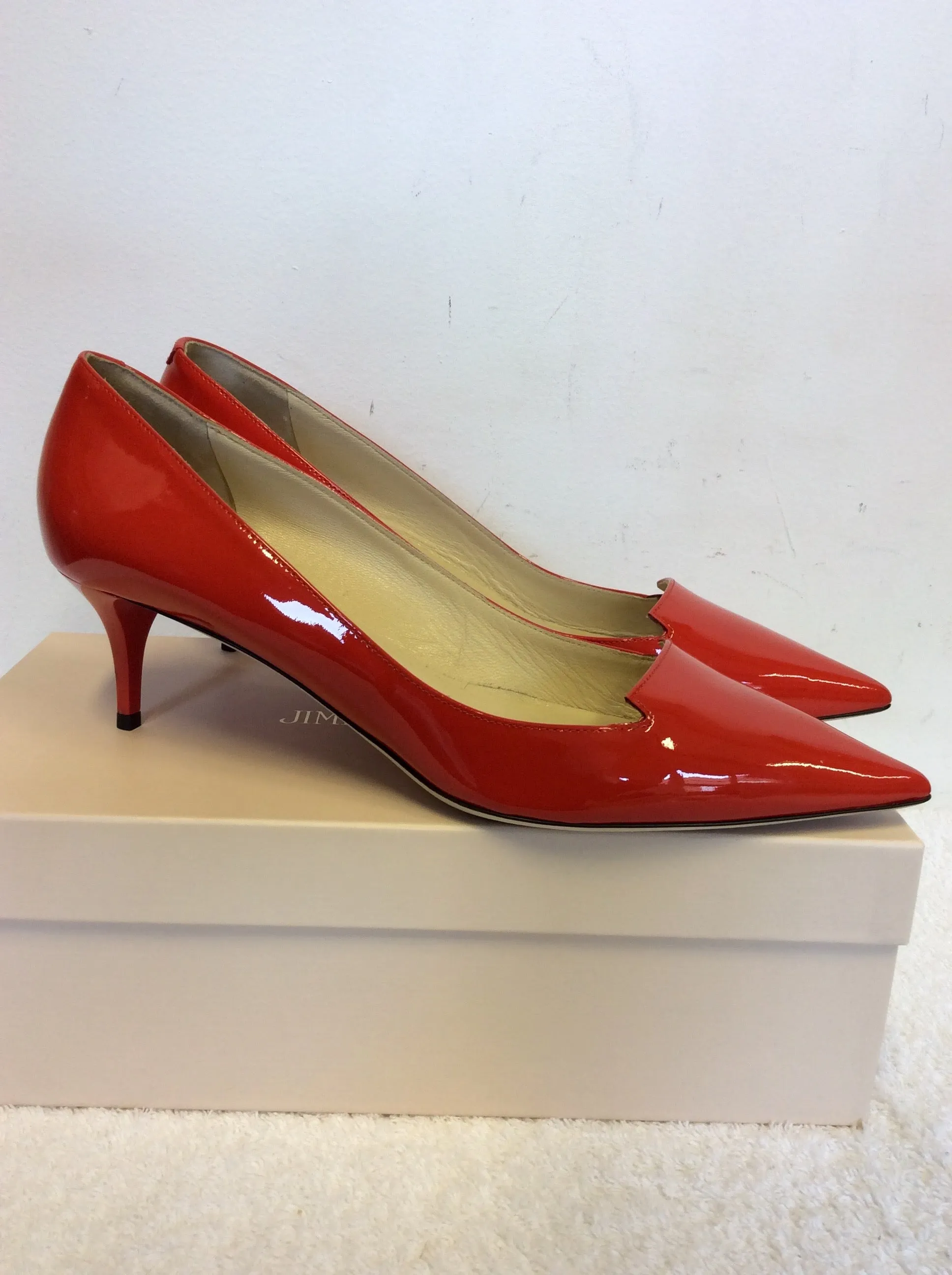 BRAND NEW JIMMY CHOO ALLURE RED PATENT LEATHER HEELS SIZE 7/40