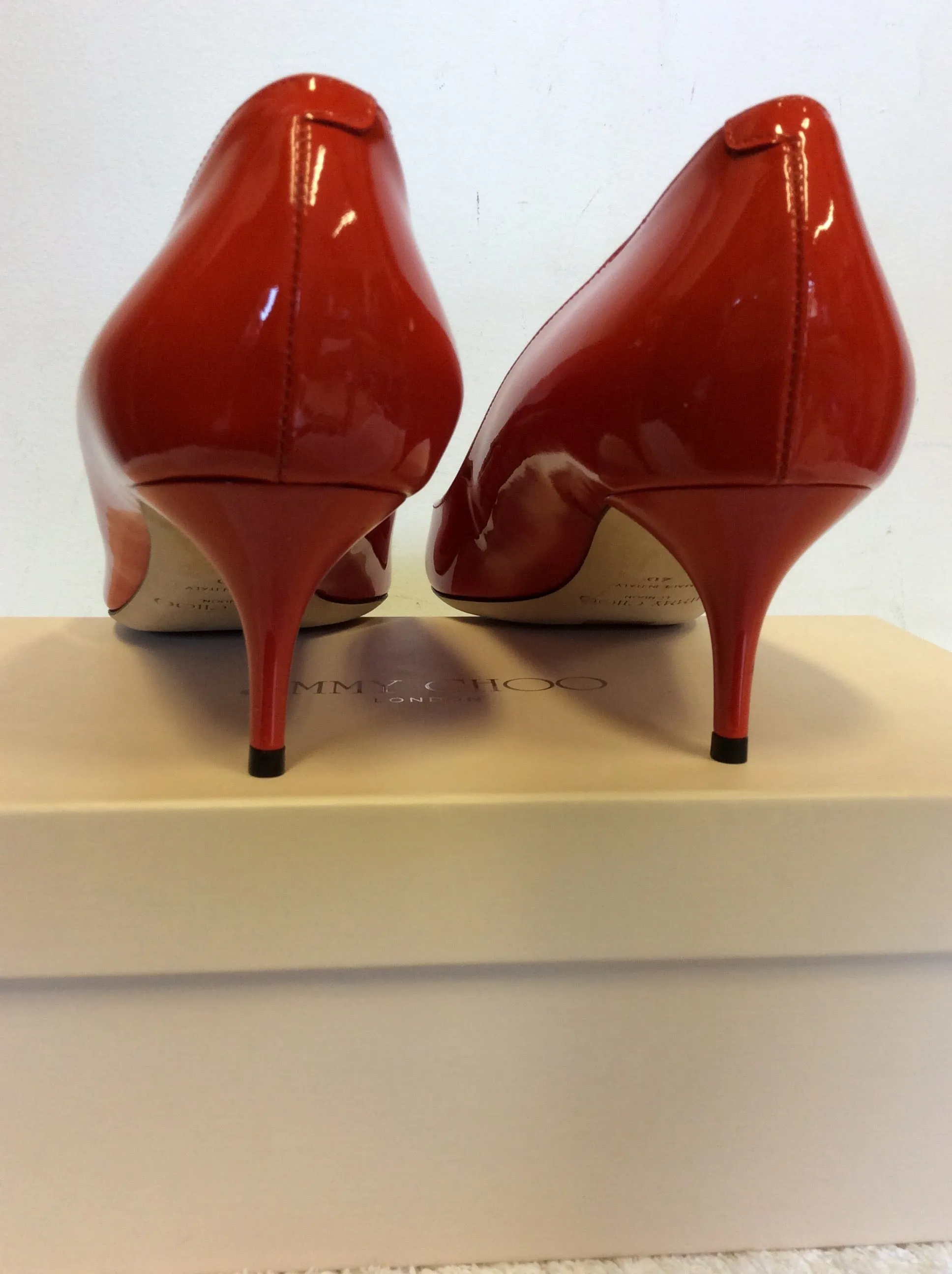BRAND NEW JIMMY CHOO ALLURE RED PATENT LEATHER HEELS SIZE 7/40