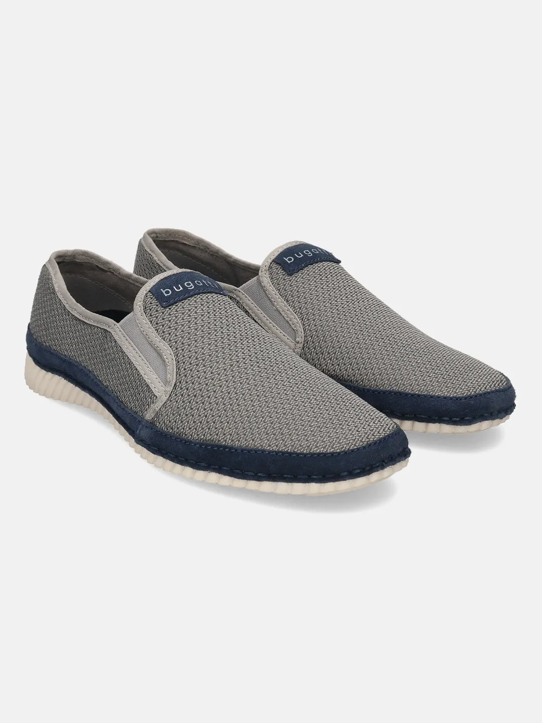 bugatti Light Grey & Blue Loafers