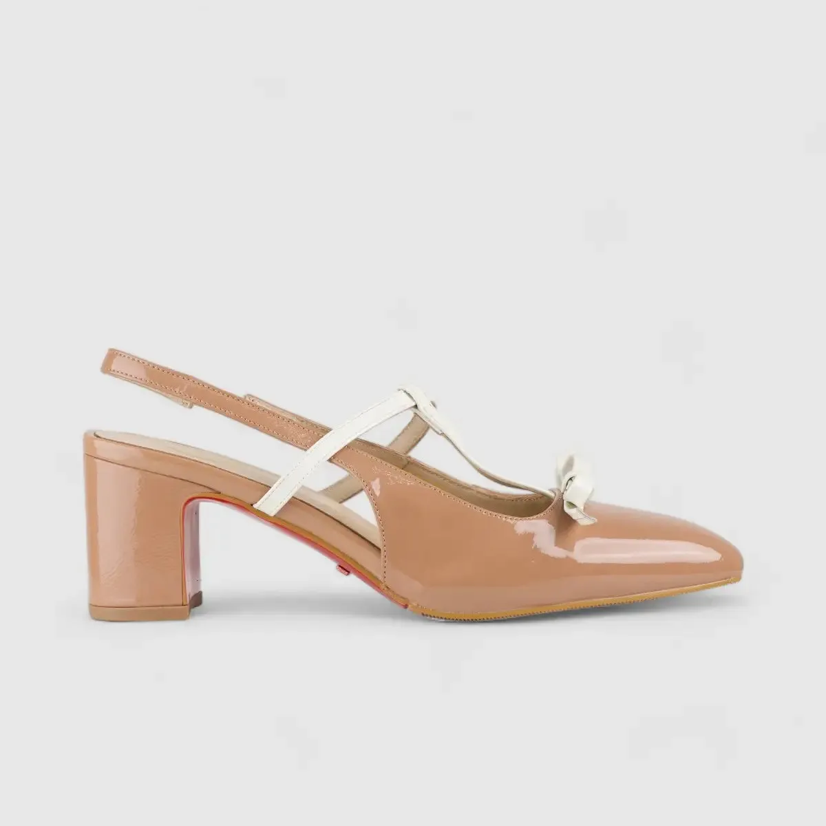 Bulbul Leather Block Heel Shoe Pink/White LAR6004